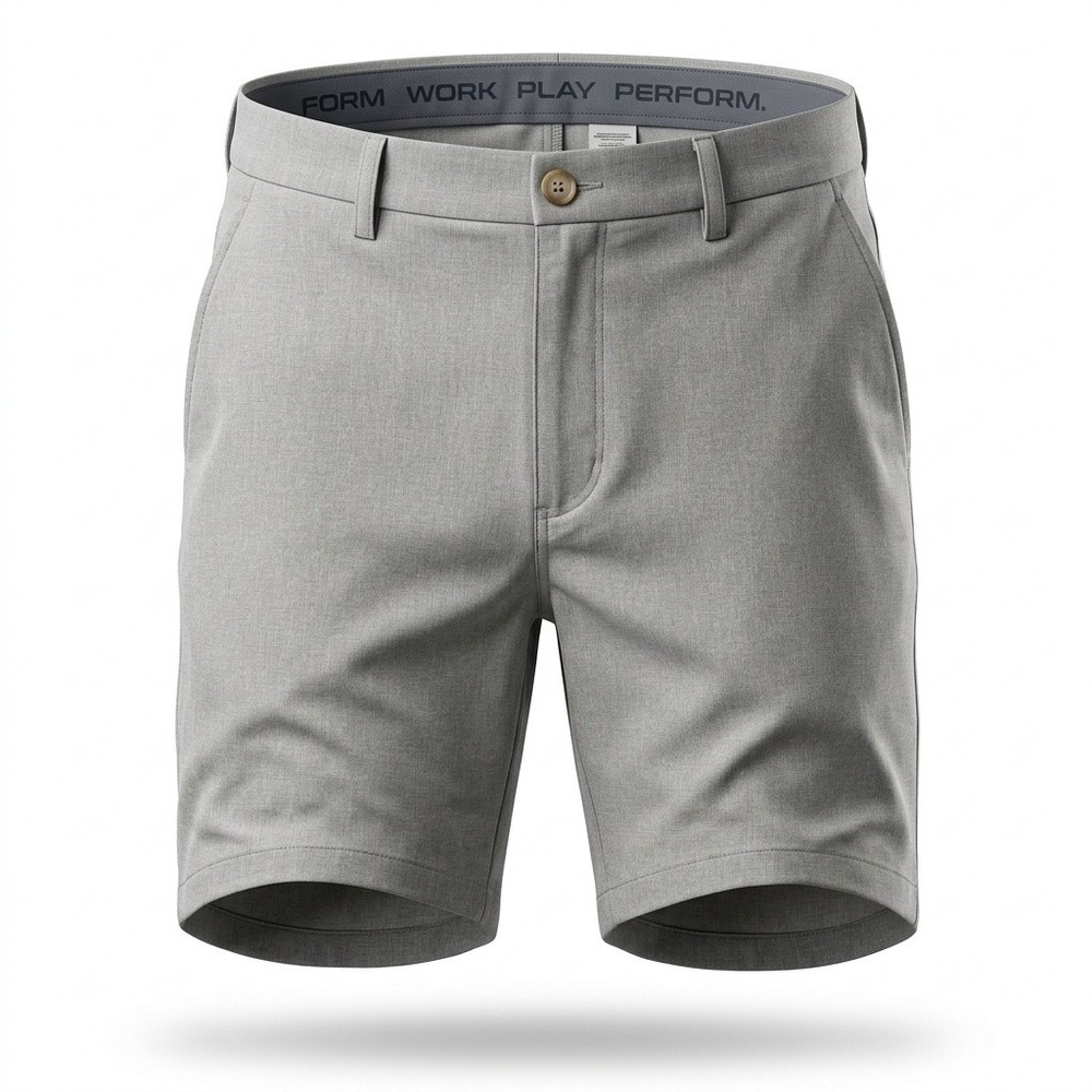 Roundtree & Yorke Performance Shorts Mens 36 Stretch Gray Heather Flat Front